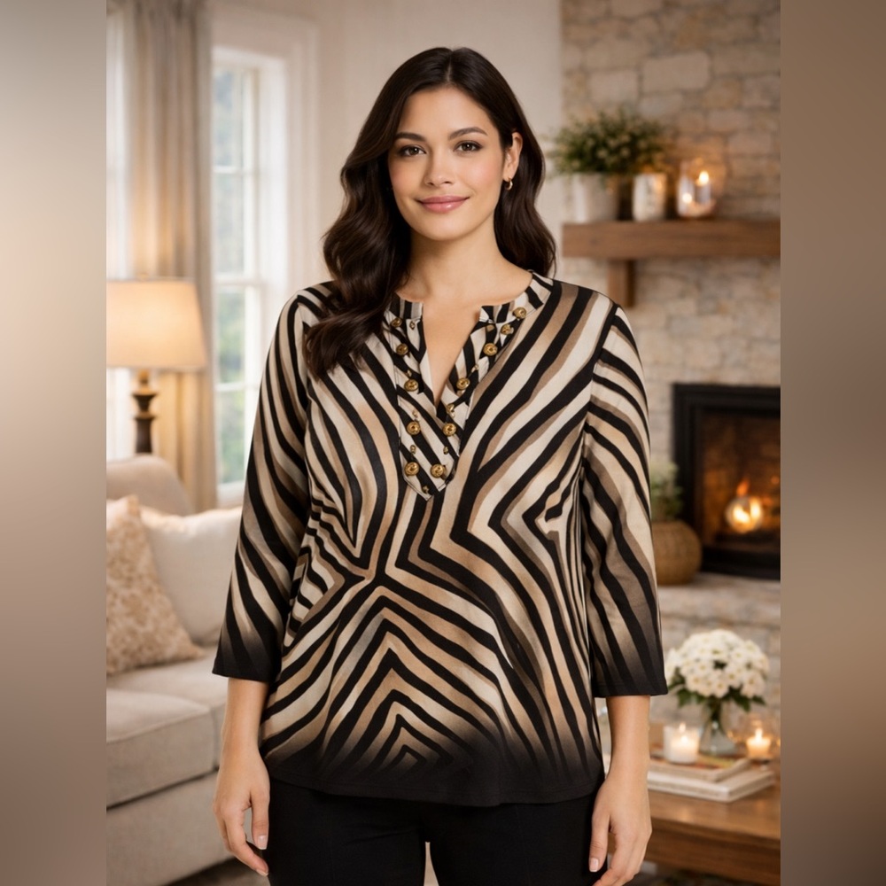 Requirements Abstract Striped Tunic Blouse